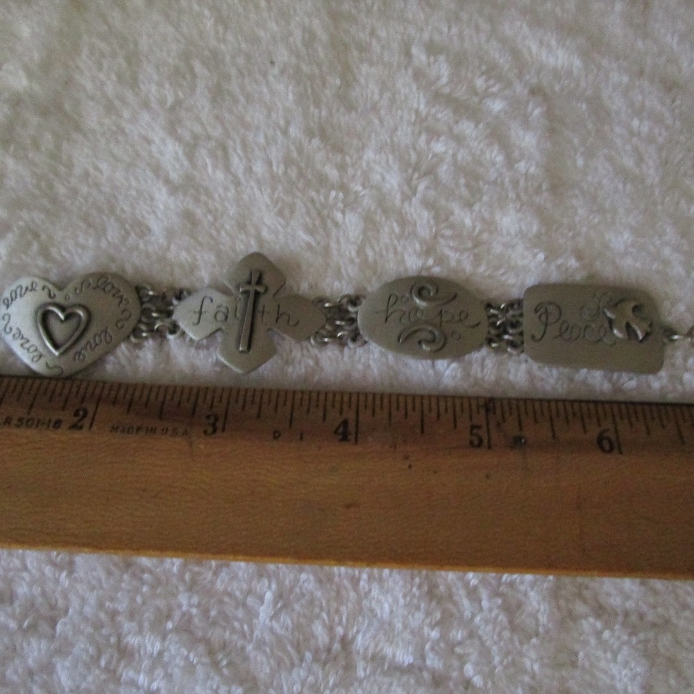 Peace Religious Faith Bracelet Silver Tone Nice